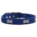 Mirage Pet Products Crystal Bone Genuine Leather Dog CollarBlue Size 12 83-112 BL12